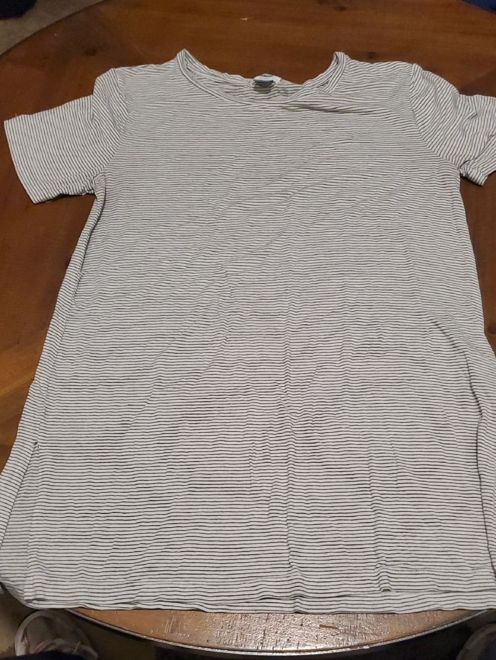 Old Navy White and Black Striped Short Sleeve Tee